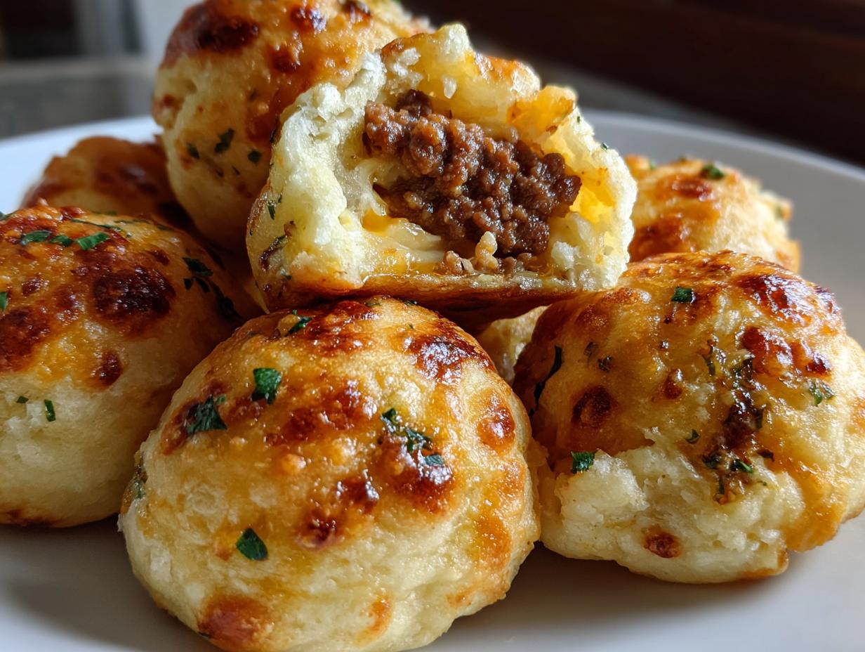 minced beef and cheese pão de queijo stuffing