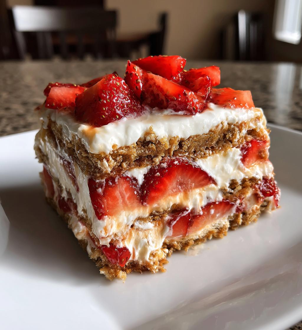 no bake strawberry lasagna - detail 1