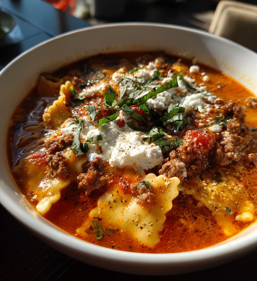 one-pot lasagna soup - detail 1