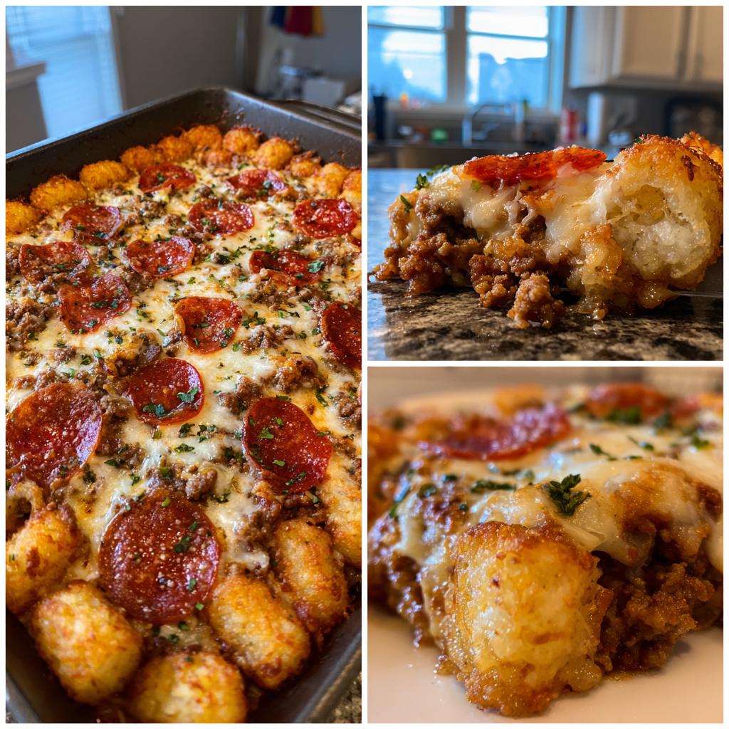 pizza tator tot hotdish - detail 1
