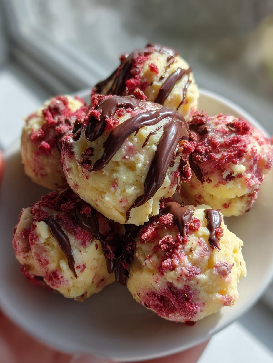 raspberry cheesecake balls - detail 1