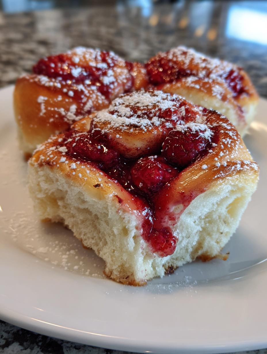 raspberry cinnamon rolls - detail 1