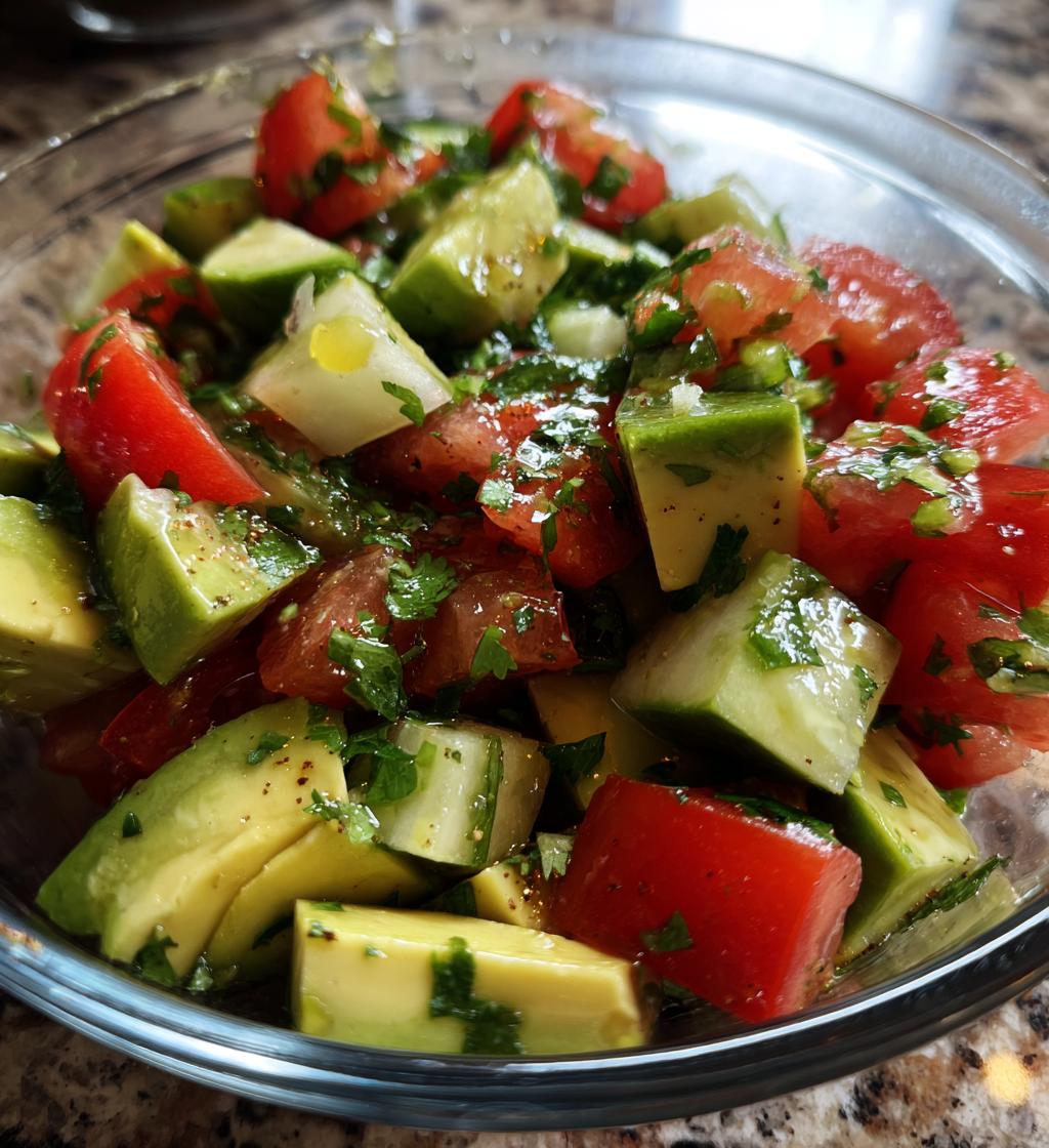 refreshing cucumber tomato avocado salad