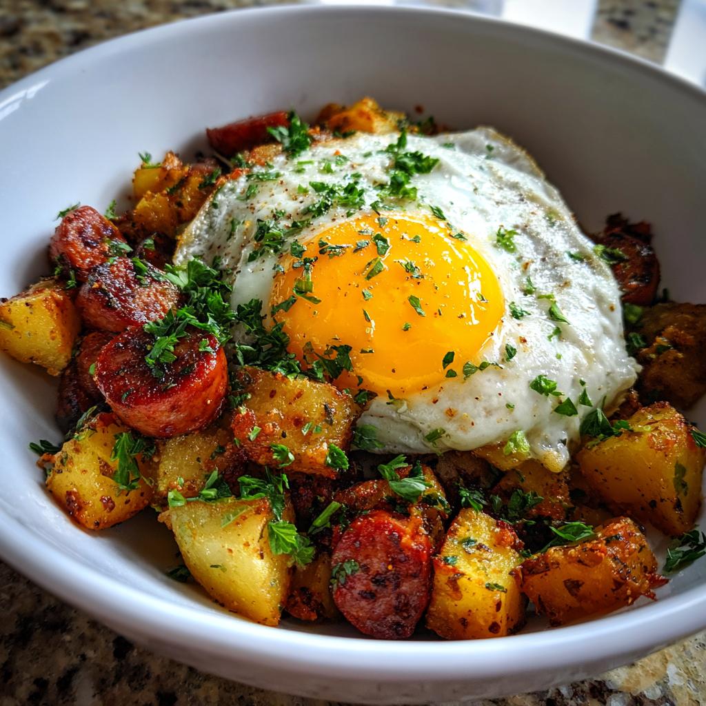 sausage and potato breakfast - detail 1