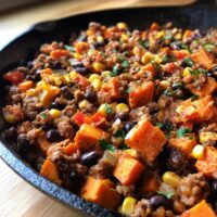 southwest ground beef sweet potato skillet