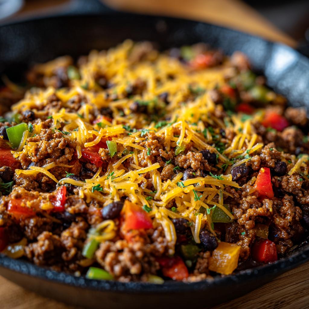 southwest skillet with ground beef - detail 1