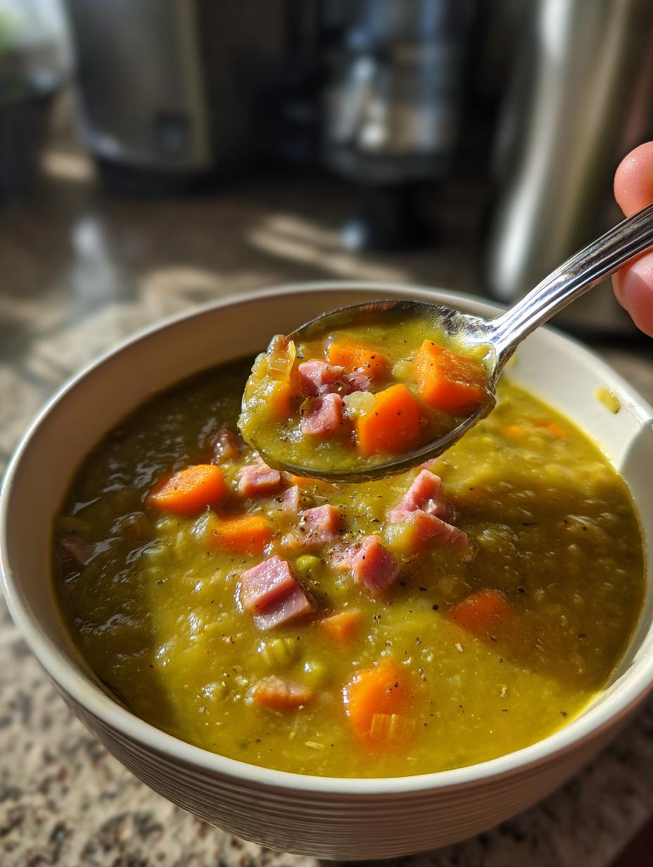 split pea soup with ham - detail 1