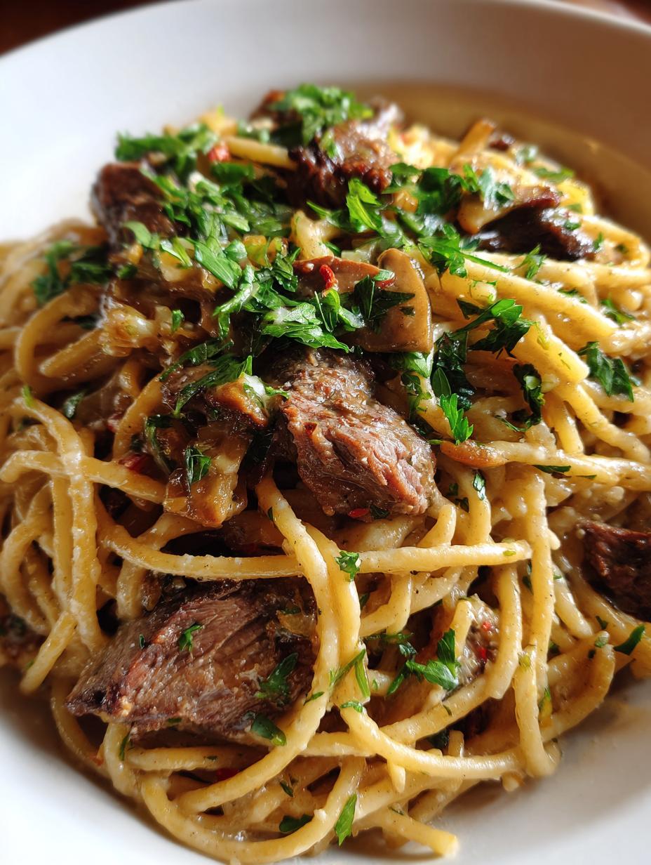 steak and parmesan pasta - detail 1