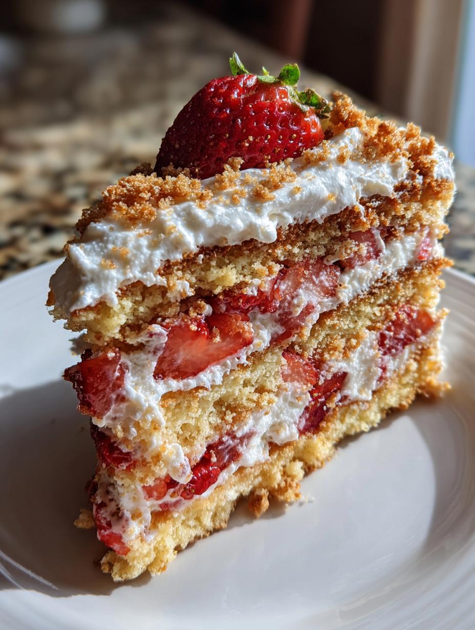 strawberry crunch cake - detail 1