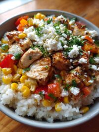 street corn chicken rice bowl