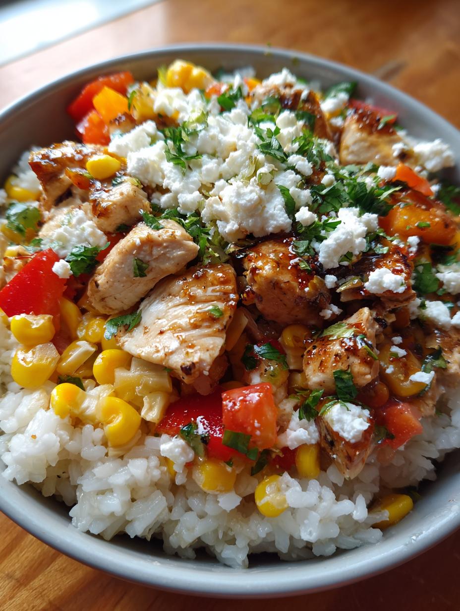street corn chicken rice bowl