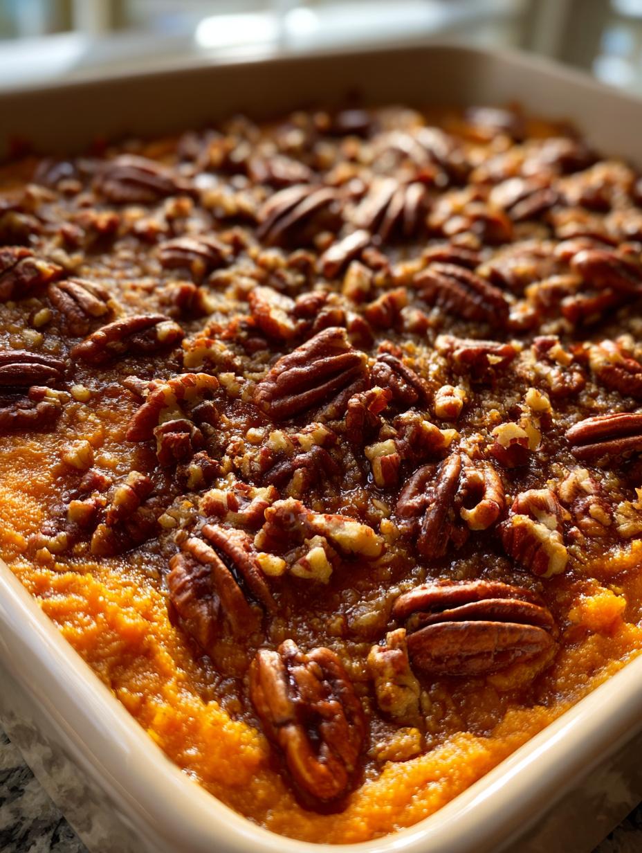 sweet potato casserole with pecans - detail 1
