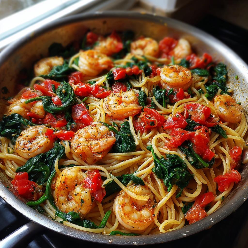 tomato spinach shrimp pasta