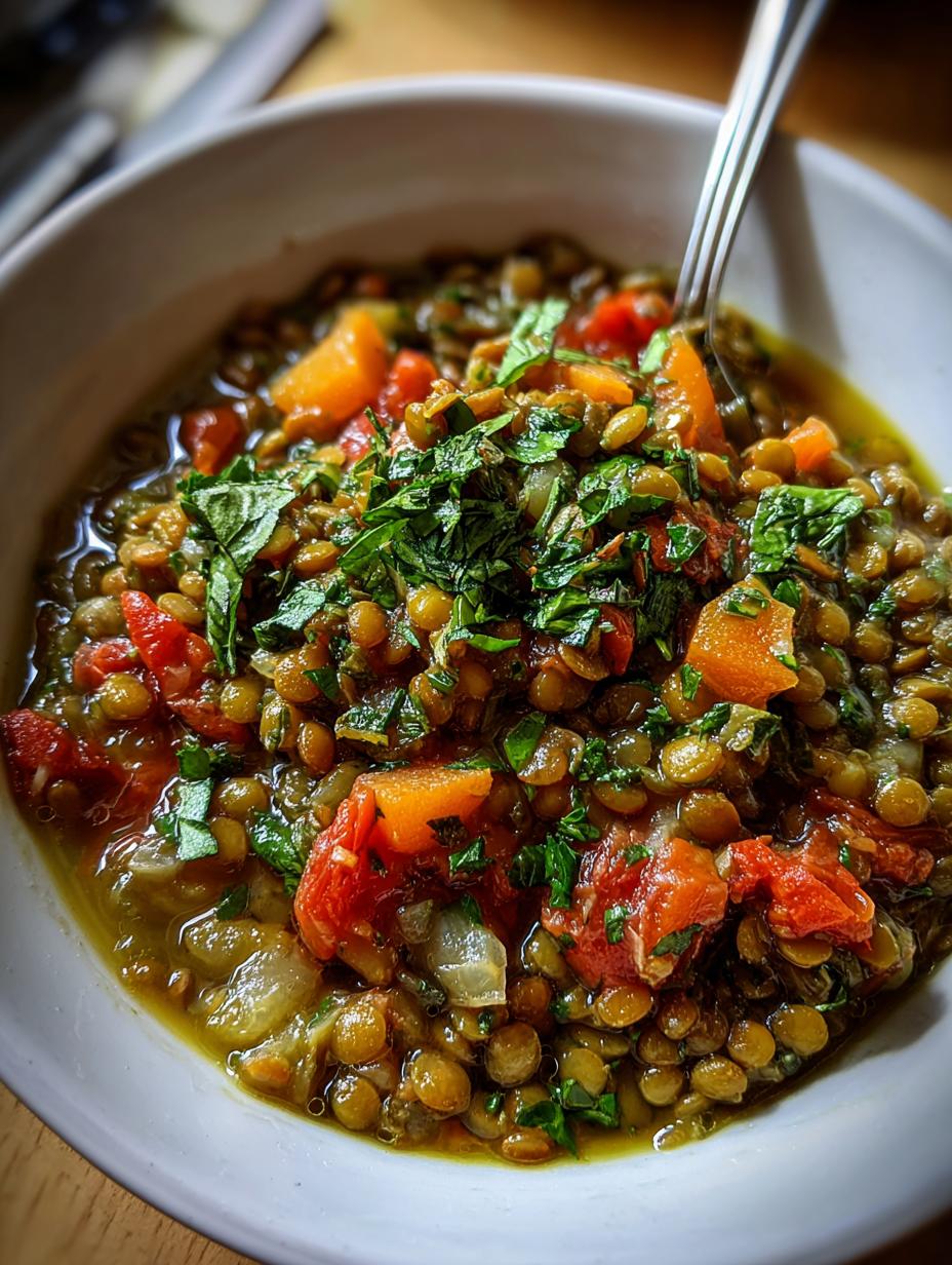 vegan lentil soup - detail 1
