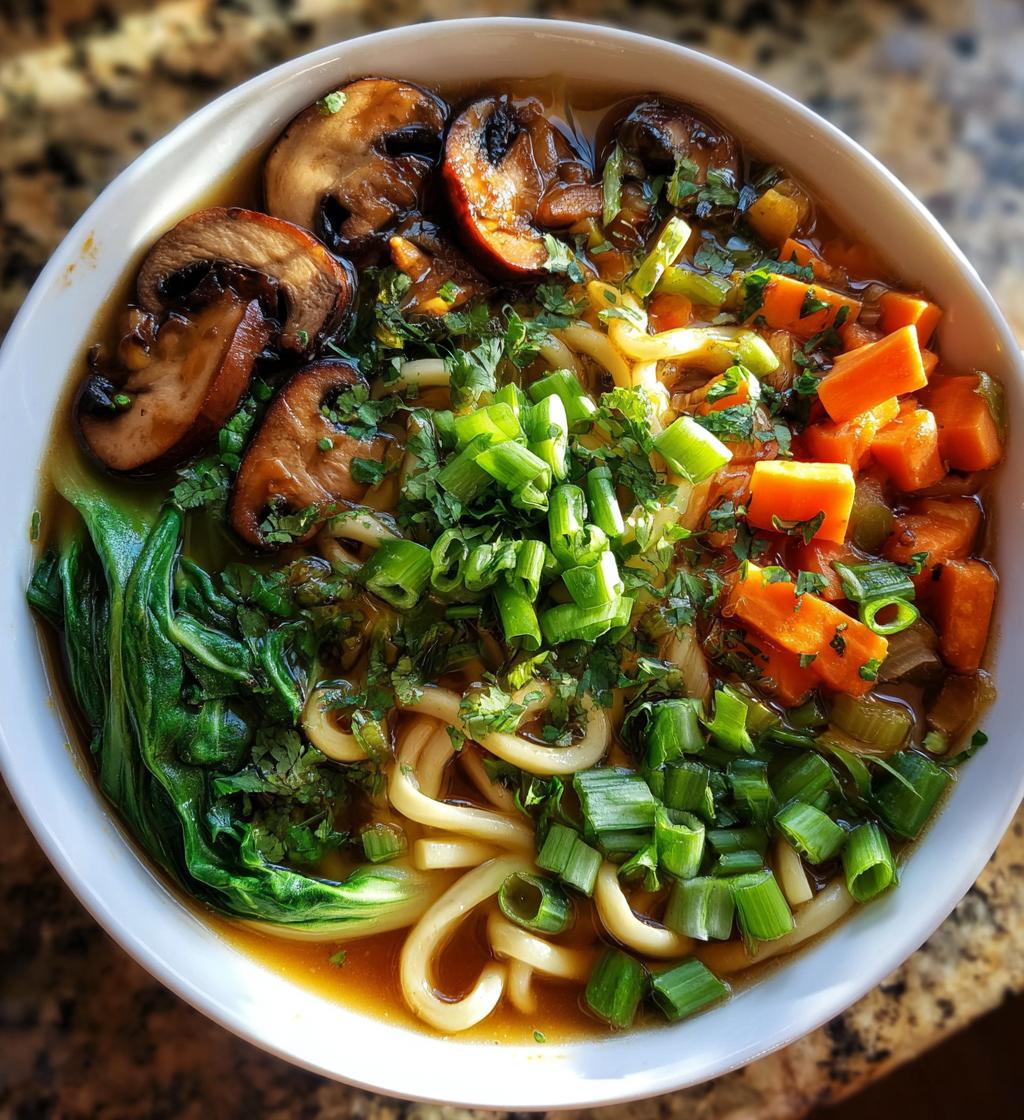 vegetarian udon soup - detail 1