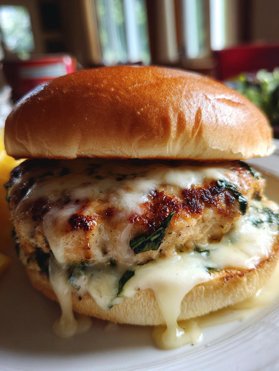 white cheddar and spinach chicken burgers - detail 1