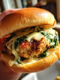 white cheddar and spinach chicken burgers