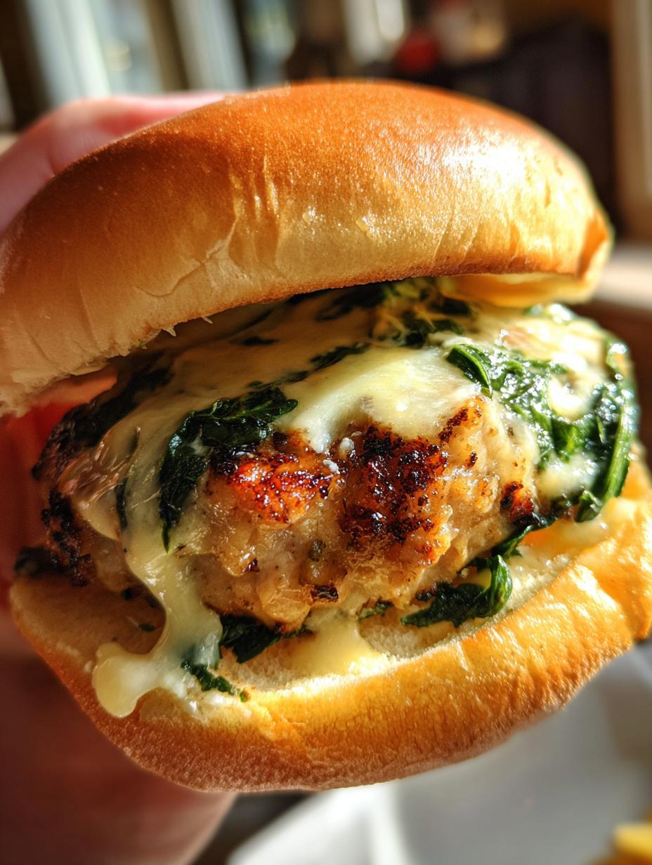 white cheddar and spinach chicken burgers