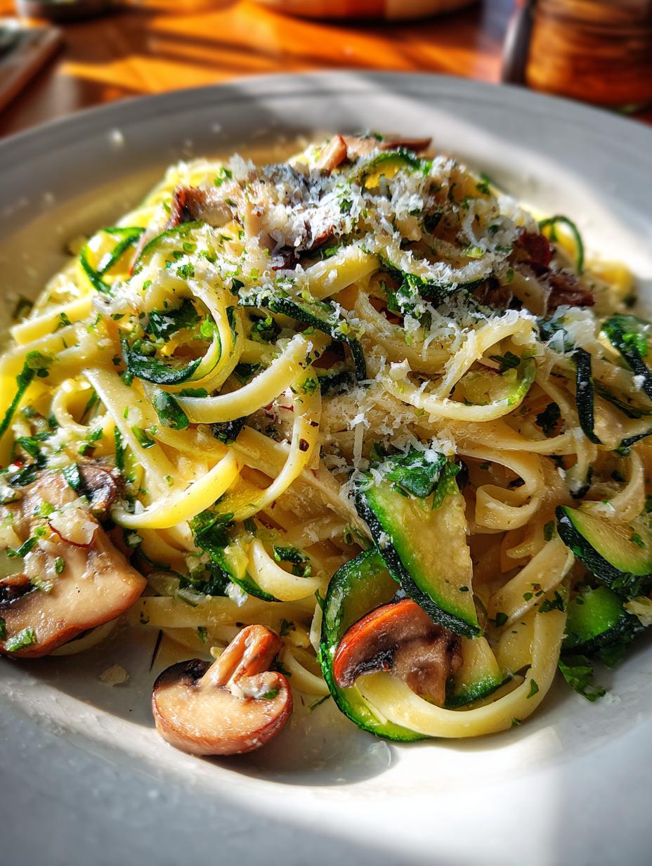 zucchini mushroom pasta - detail 1