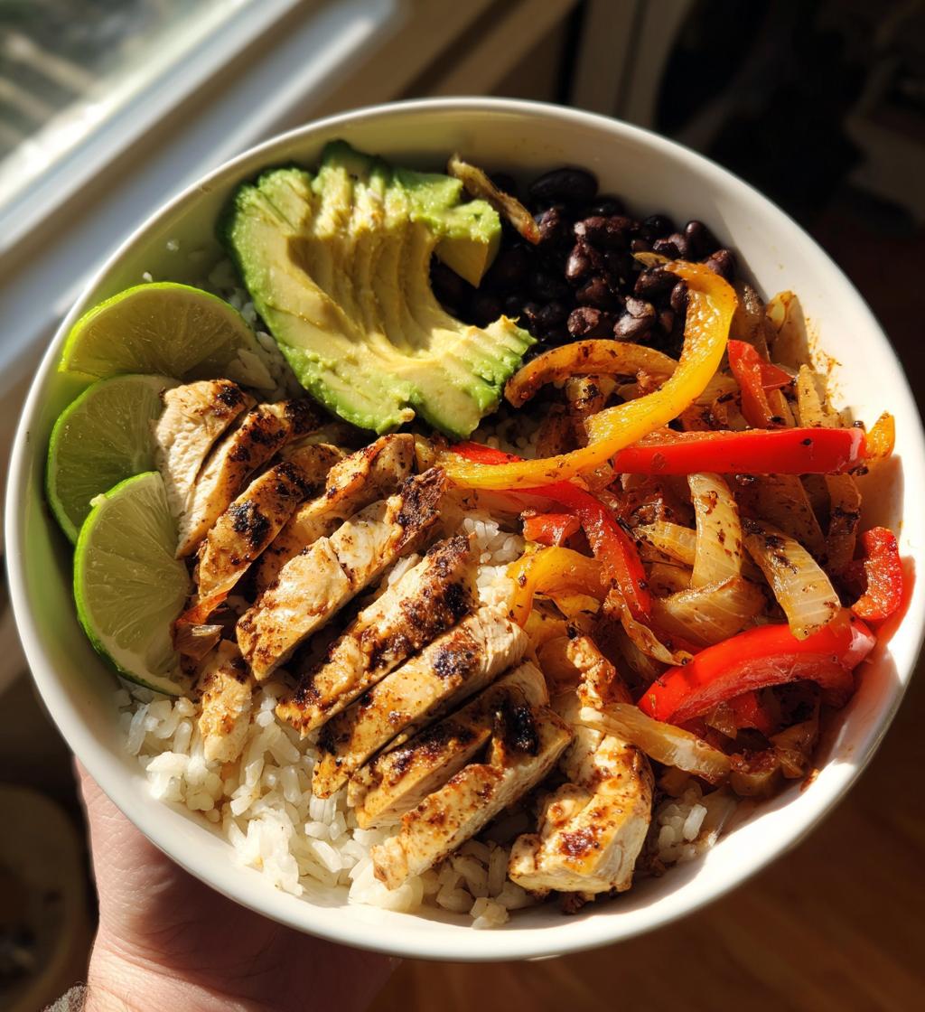 chicken fajita bowl recipe easy dinner - detail 1